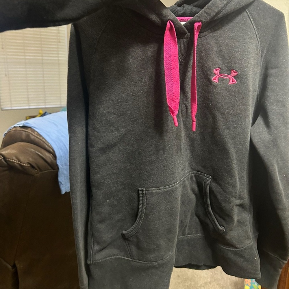 Under Armour Charcoal Hoodie with Pink Accents